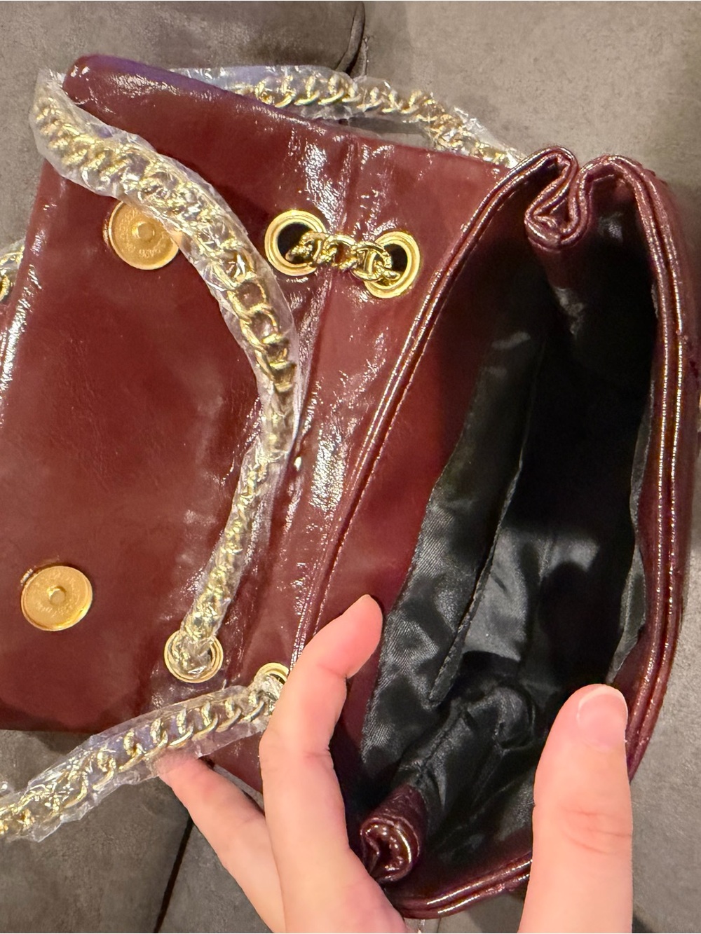 New Kurt geiger inspired Quilted Shoulder Bag in Deep Burgundy 9 in by 6.5 in - Picture 6 of 6